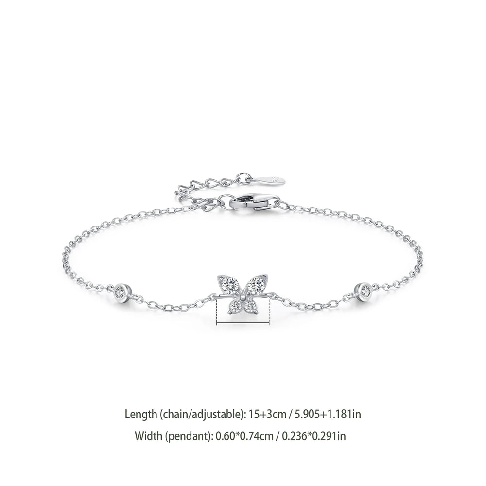 Ailmay 925 Sterling Silver Sweet Shining Zircon Butterfly Chain Bracelet For Women Girls Adjustable Chain Fashion Jewelry Gifts
